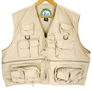 Master Sportsman Rugged Outdoor Gear Vest Men's 2XL Khaki Fishing Outdoors
